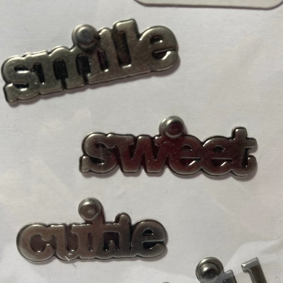 Metal Charms Paper Crafts Card Making Scrapbook Words Smile Thanks Sweet Happy - Picture 3 of 11
